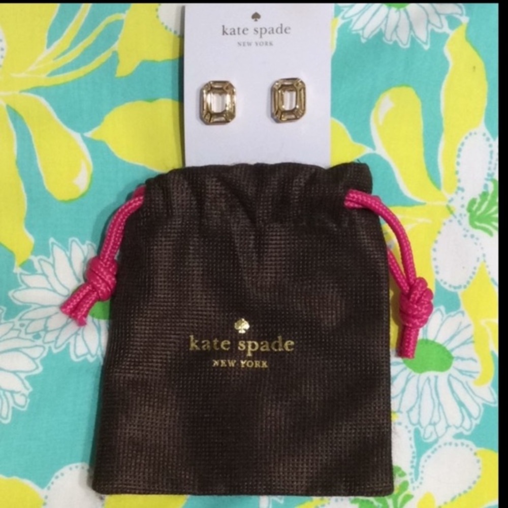 NWT Kate Spade Freeze Frame Gold geometric stud earrings with dust cover